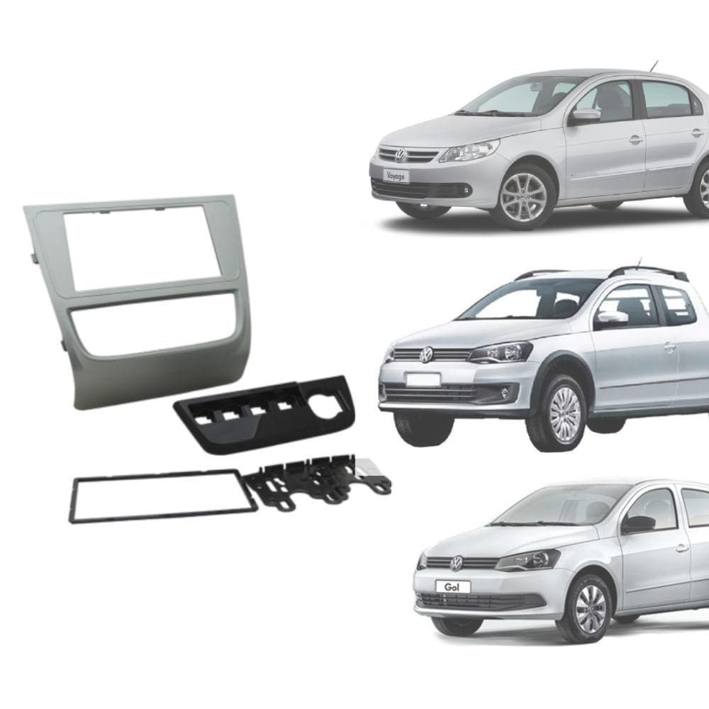 Moldura 2 Din Fiamon 2435 Gol G6/ Voyage/ Saveiro Prata