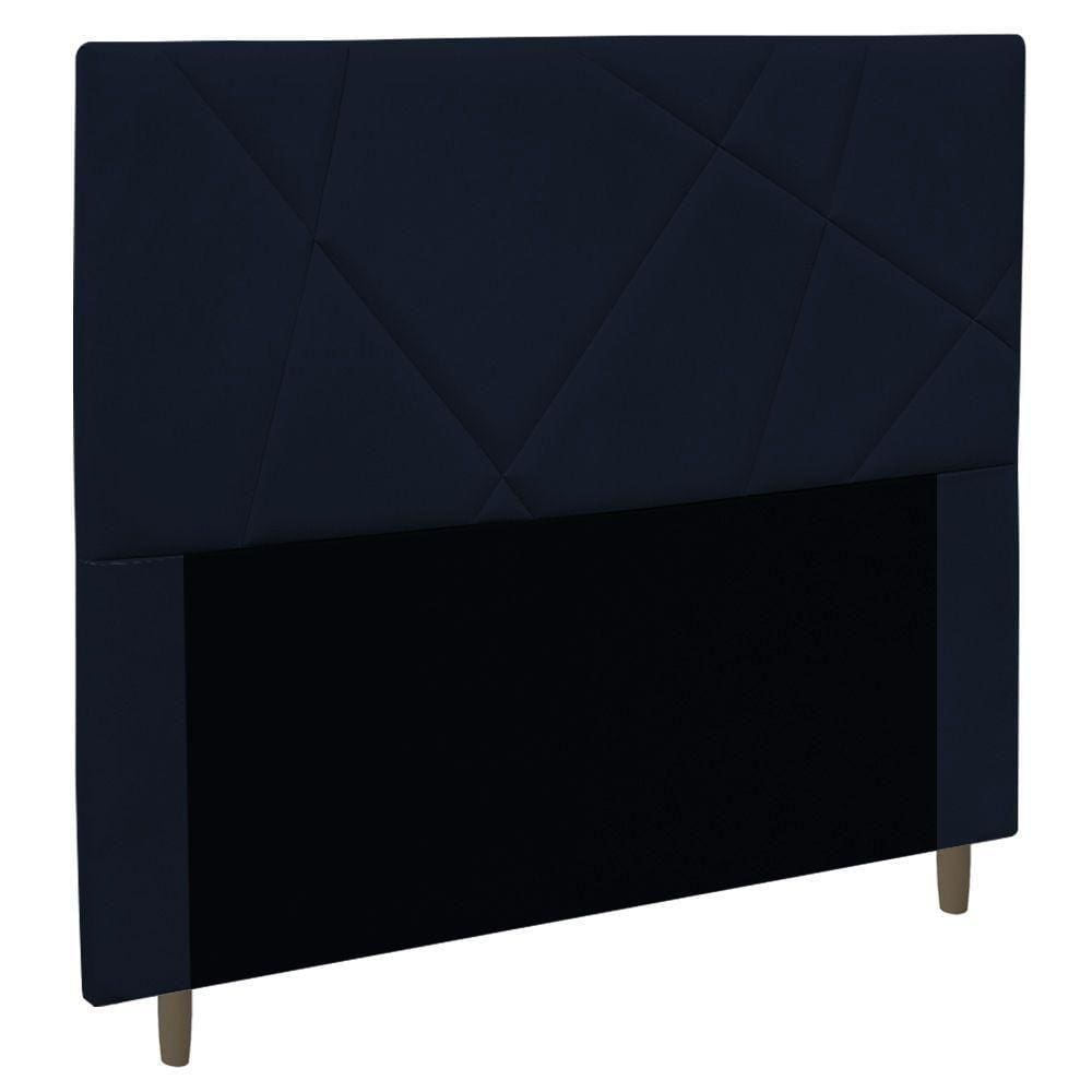 Cabeceira Cama Box Solteiro Mali 90cm Veludo Azul Marinho