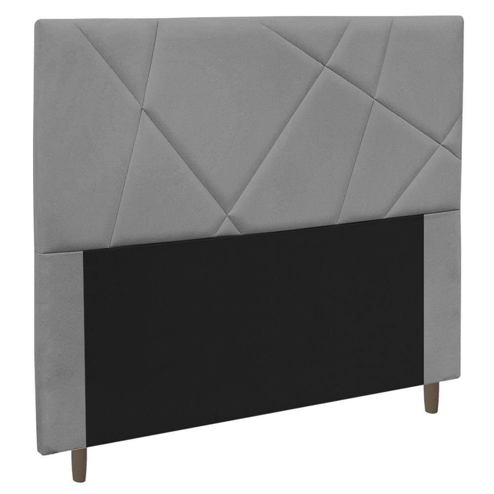 Cabeceira Cama Box Solteiro Mali 90cm Veludo Cinza