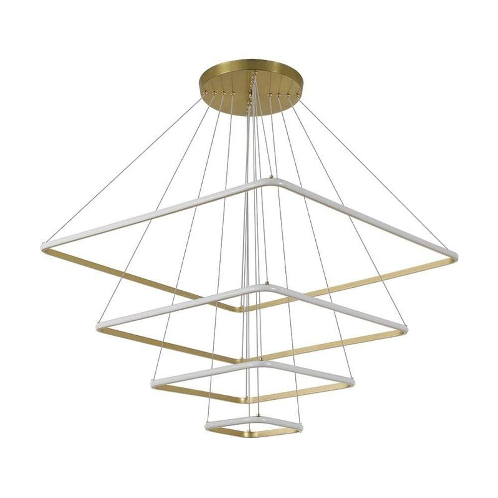 Lustre Pendente Nordecor Inverse Quadrado 2171-1 com 5 metros Dourado Led Bivolt