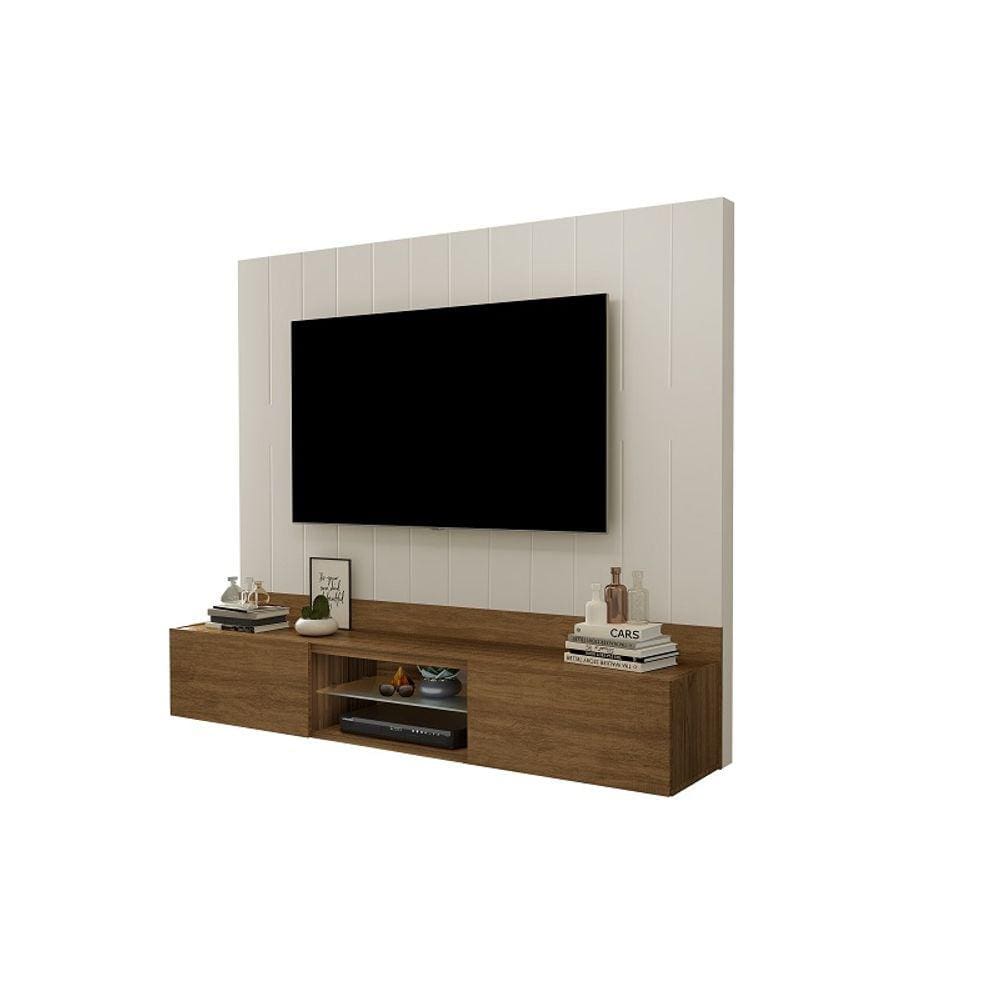 Painel Home Conquest Com Prateleira De Vidro TV até 75 Polegadas Luapa Móveis