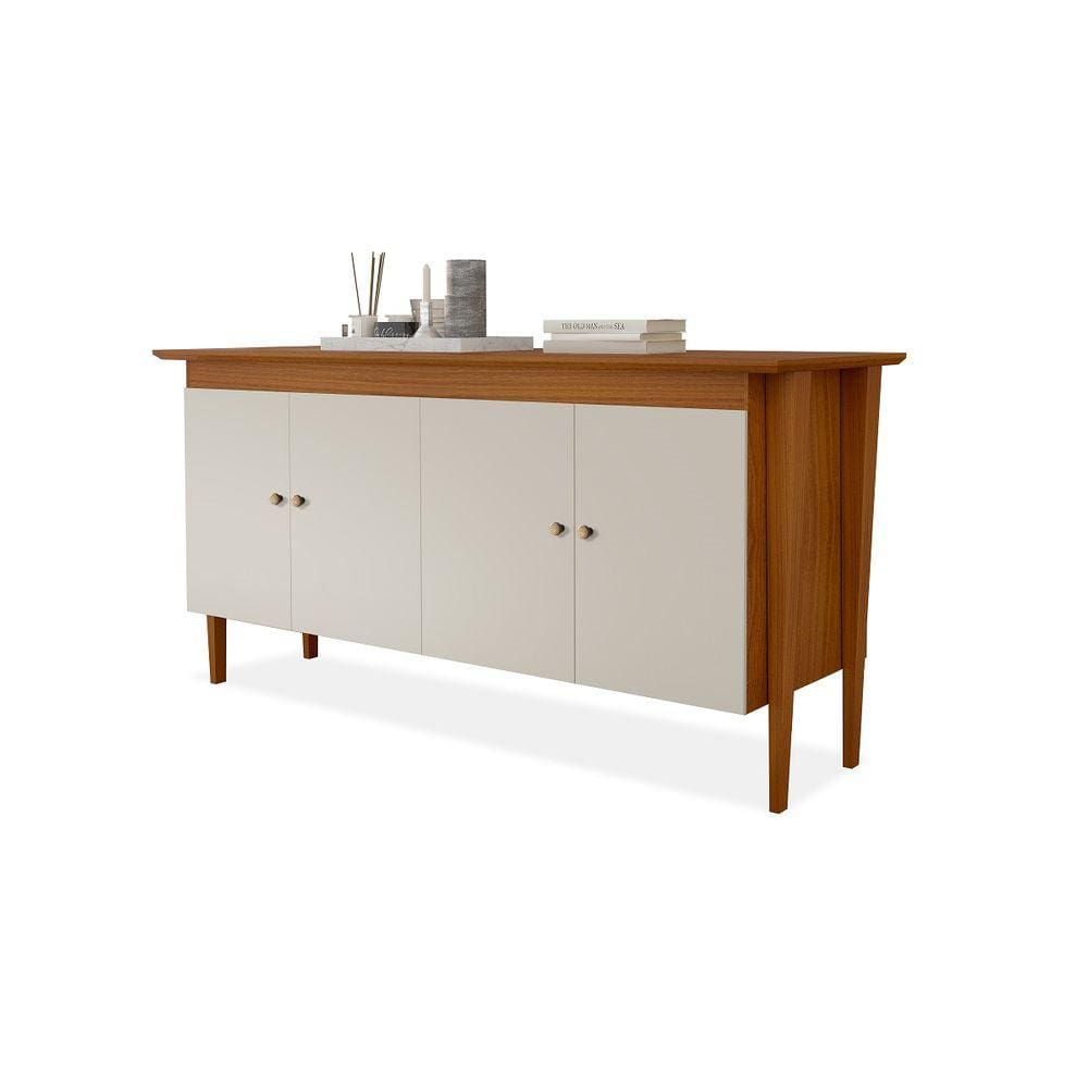 Aparador Buffet Moretta 4 Portas Sala estar / Sala Jantar Carvalho/Off White