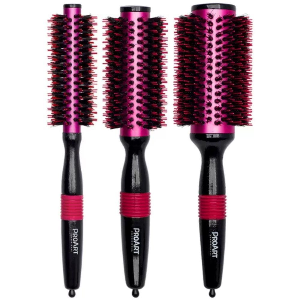 Kit Escova Profissional Metalica Pro 15/25/38mm Rosa ProArt