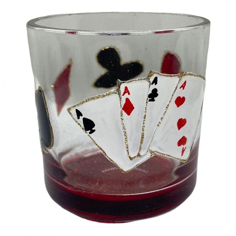 Copo de Whisky de Vidro Zé Pelintra Cartas e Naipes