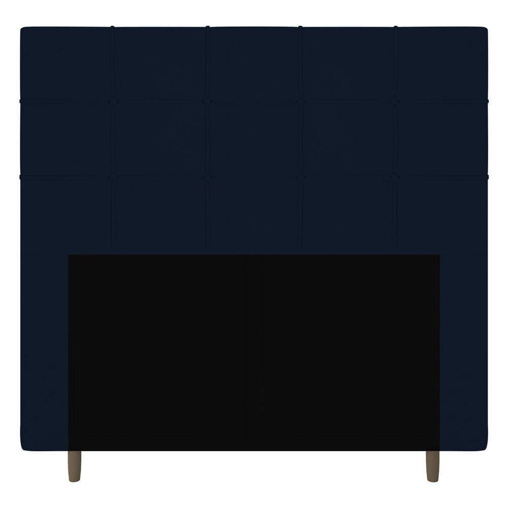 Cabeceira Box Casal Queen Size 160cm Veludo Azul Marinho