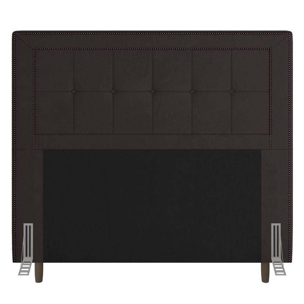 Cabeceira Box King Size 195cm Com Tachas E Frame Marrom
