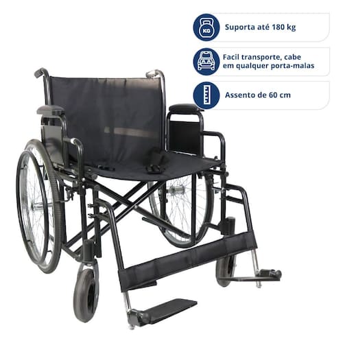 imagem-Cadeira de Rodas Para Obeso 180 Kg D500 Dellamed