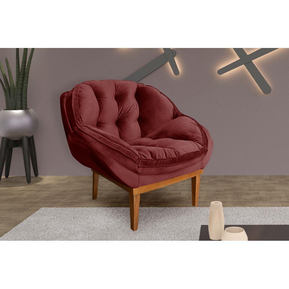 Poltrona Decorativa Marcela Veludo Marsala