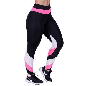 Calça legging fitness bicolor com tela nas laterais mescla com