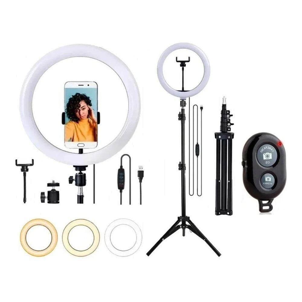 Ring Light 26cm 10 Polegadas + Tripé 2.10m + Controle