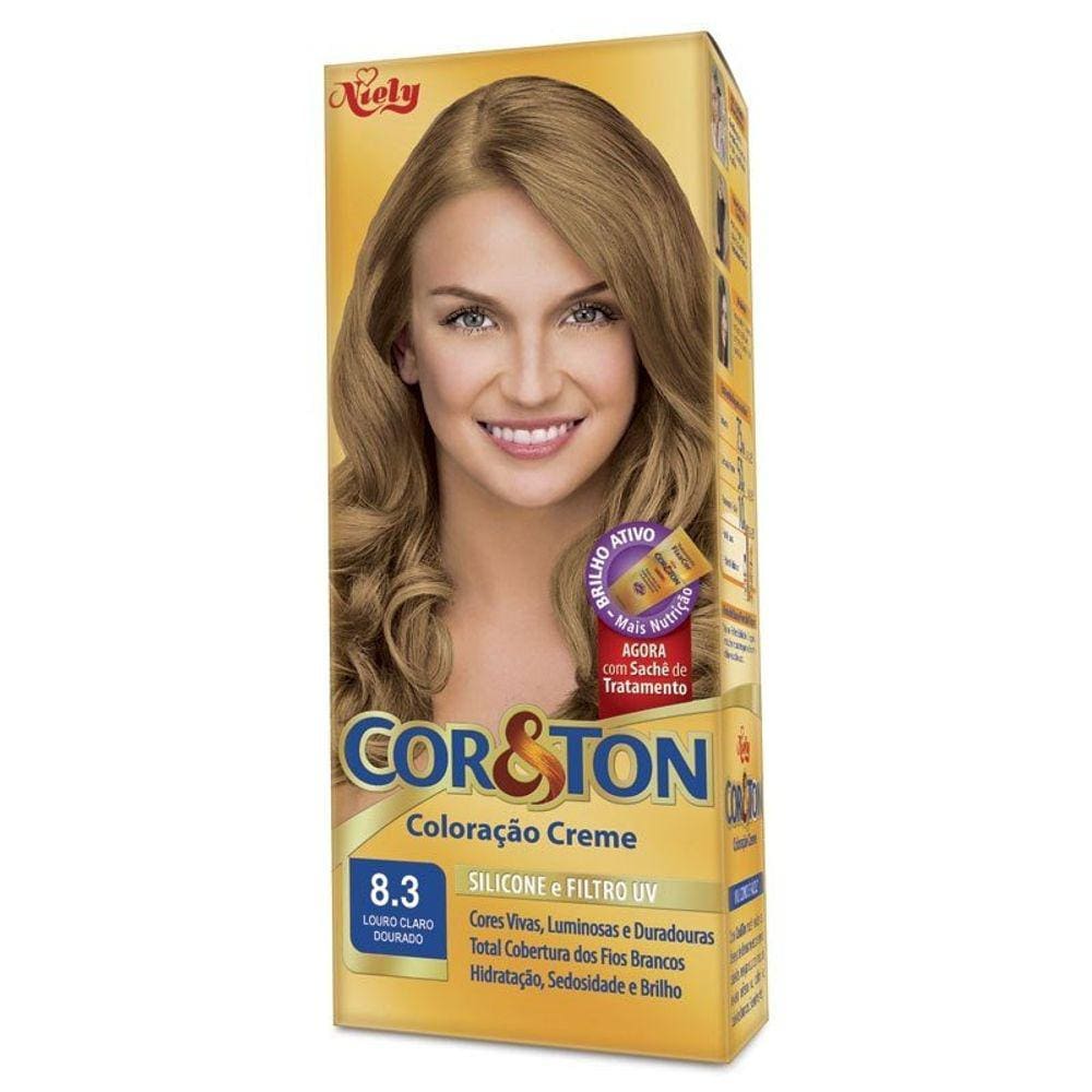 Tintura Creme Cor & Ton Louro Claro Dourado 8.3