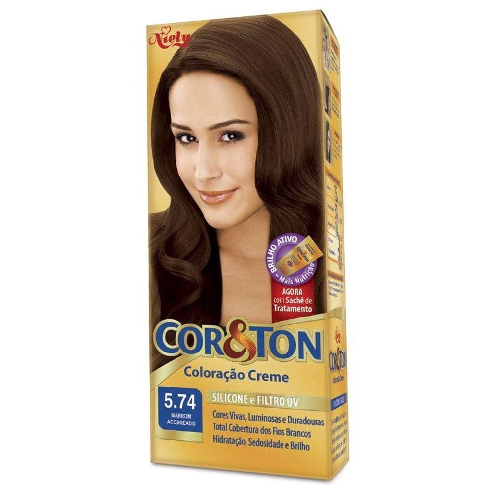 Tintura Creme Cor & Ton Marrom Acobreado 5.74