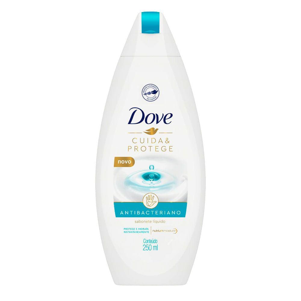 Sabonete Líquido Para as Mãos Dove Antibacteriano Cuida & Protege Elimina até 99,9% das Bactérias 250ml