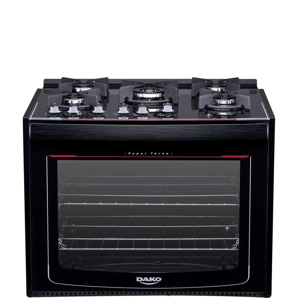 Fogao dako embutir 5 bocas glass mesa vidro Extra