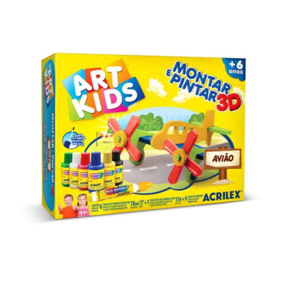 Brinquedo Montar E Pintar Avião 3D - Art Kis - Acrilex