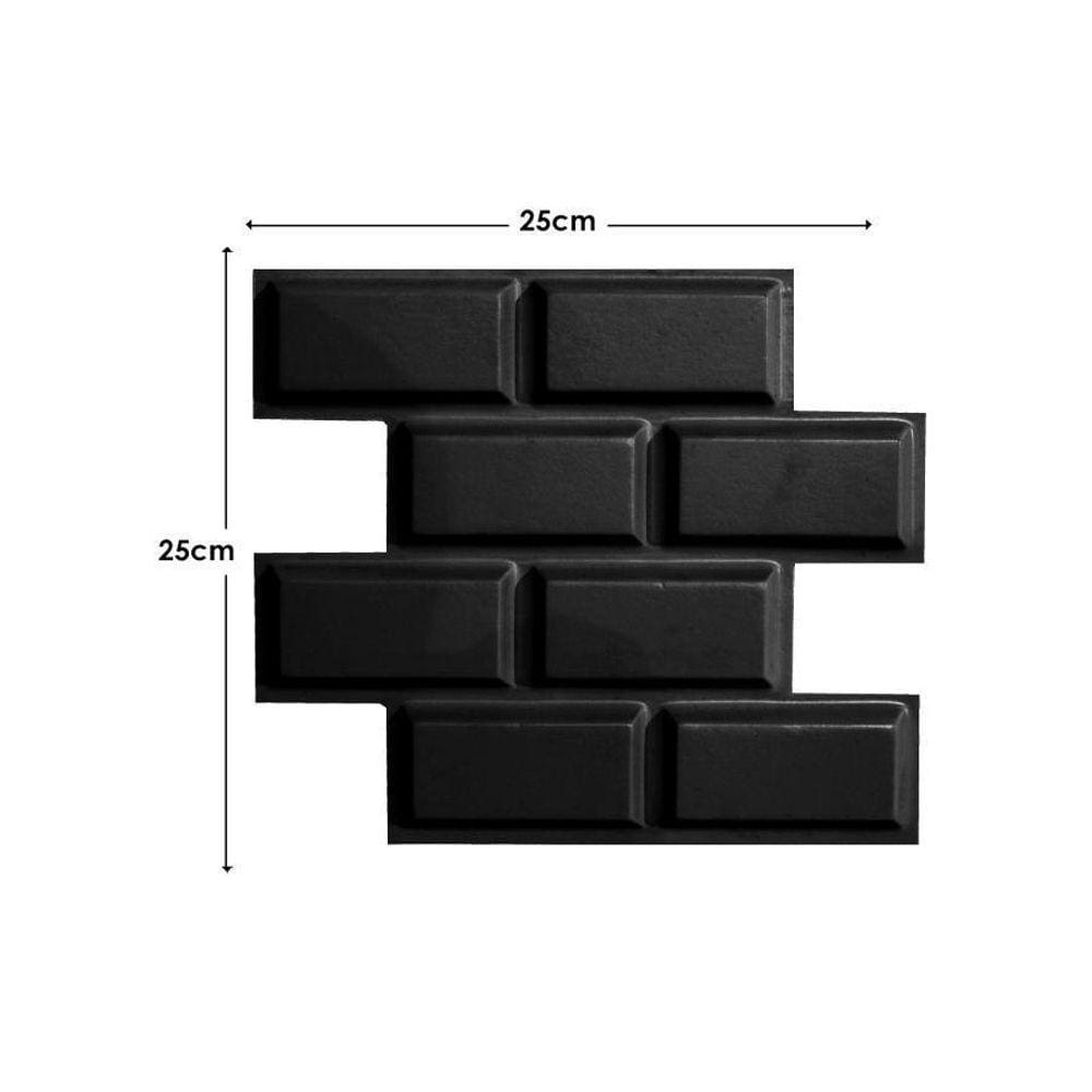 20 Placas Pvc Auto Relevo Revestimento Tijolinho 25Cm Preta