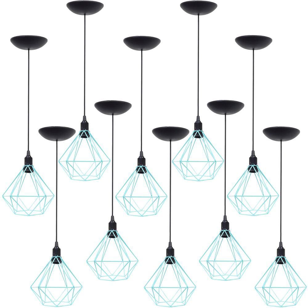 10 Pendentes Aramado Diamante Luminária Lustre P Teto Retrô Vintage Industrial Balcão Agp Ilumini