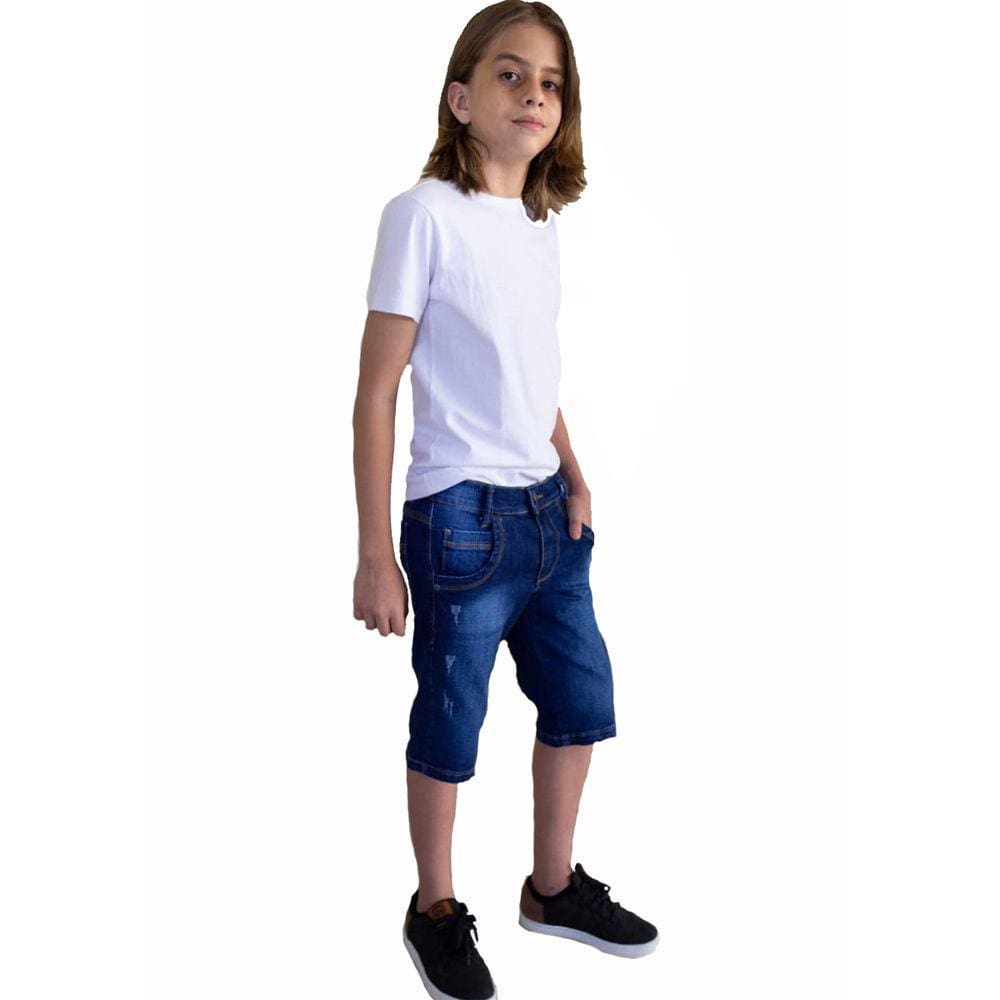 Short Masculino Infanto juvenil Jeans Com Licra 3