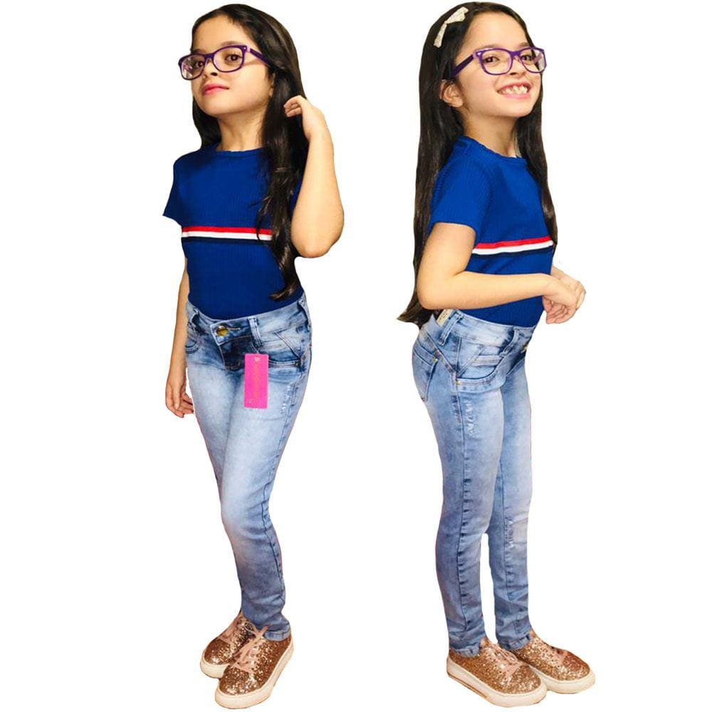Calça Skinny Feminina Jeans Infanto Juvenil de 4 a 16 Anos F