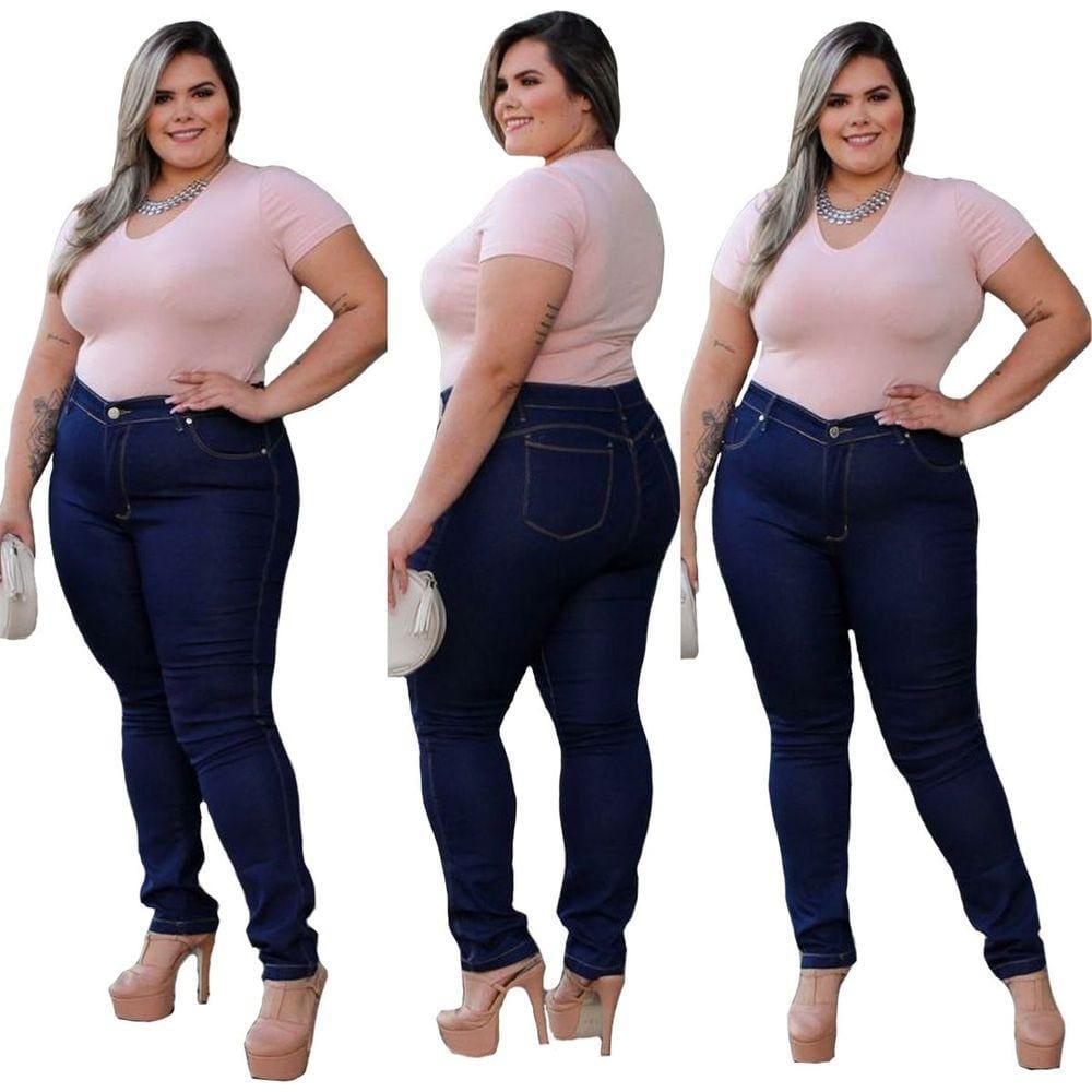 Calça Skinny Feminina Jeans Com Licra Plus Size 34