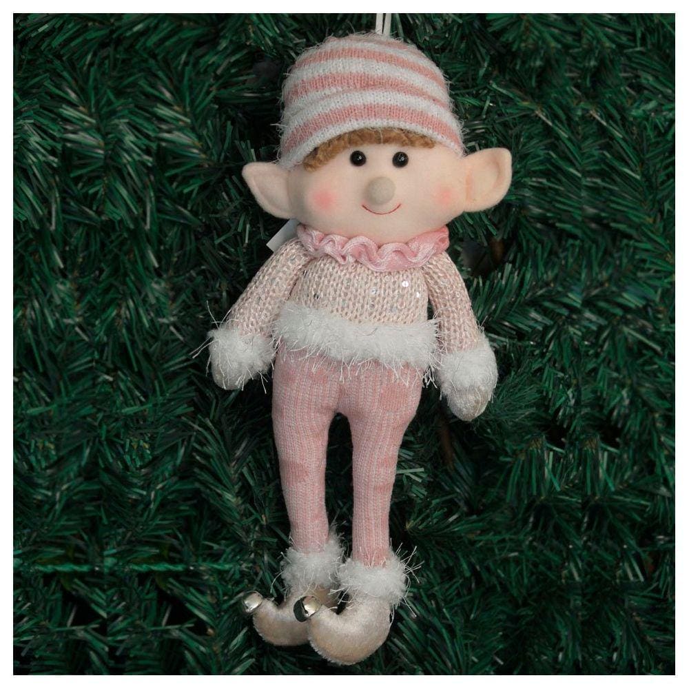 Kit 4 Boneco Pendente Natal Duende Papai Noel Rosa 33cm