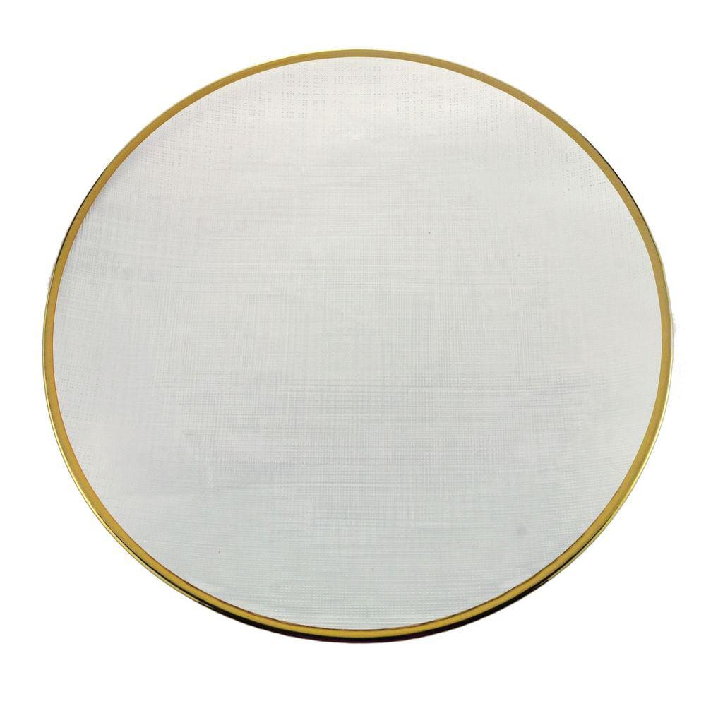 Sousplat de Cristal com Borda Dourada Linen 33x2cm Wolff