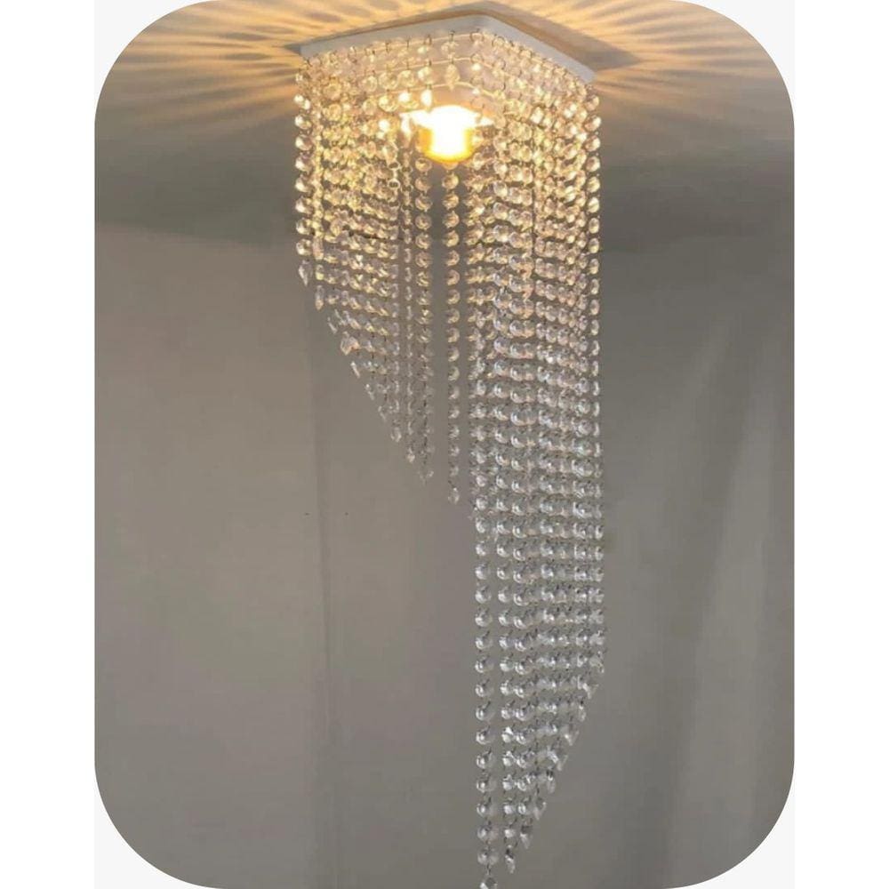 Lustre Pendente Luminária Cristal acrílico de ALTO BRILHO, 17x63. Reflezzo lustres e decoração.?