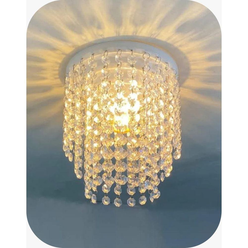 Lustre Pendente Luminária Cristal acrílico de ALTO BRILHO, 17x20. Reflezzo lustres e decoração.