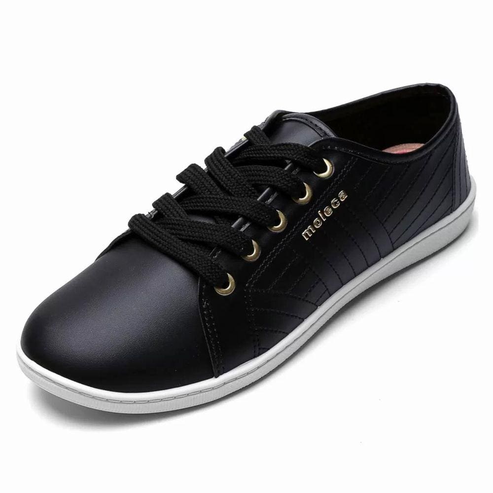 Tênis Moleca Costuras Cadarço Feminino - Preto