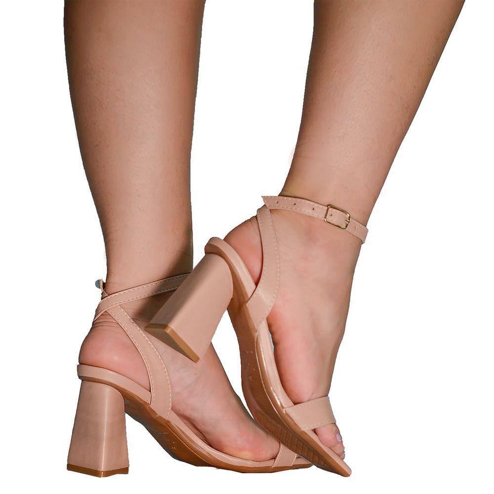 Sandália Feminina Salto Triangulado em Napa Com Tornozeleira e Vinil 48