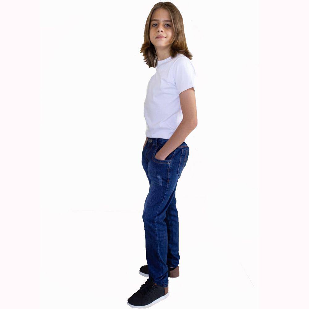 Calça Masculina Infanto Juvenil Tradicional Jeans Com Licra 3