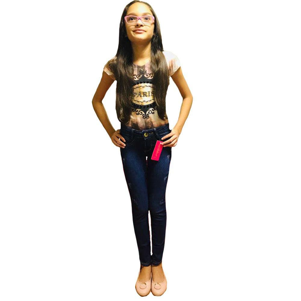 Calça Skinny Feminina Jeans Infanto Juvenil de 4 a 16 Anos B
