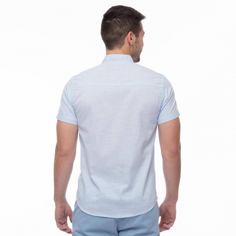 Camisa Social Teodoro Linho Masculina Lisa Slim Casual