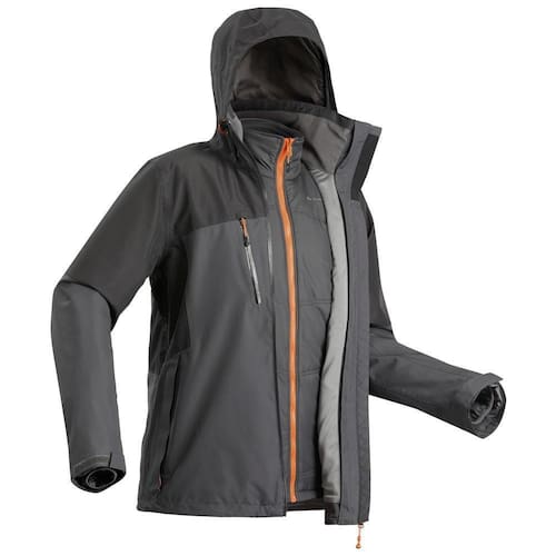 Jaqueta masculina de trekking Rainwarm500 3 em 1 é boa?