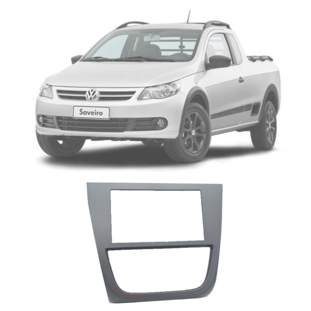 Moldura 2 din Fiamon Volkswagen Saveiro 7" polegadas Grafite