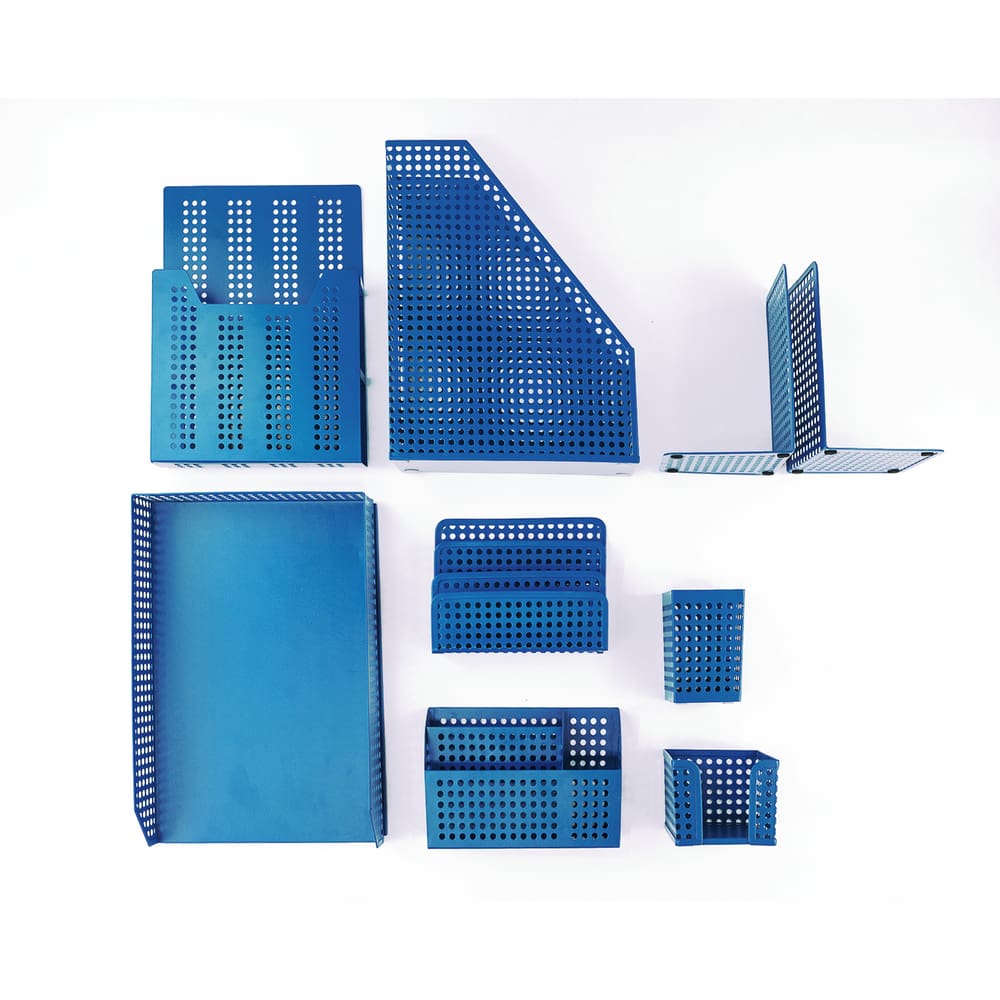 Kit Porta Lapis, Suporte De Livro E Porta Objetos 9 Pçs Azul - Oikos
