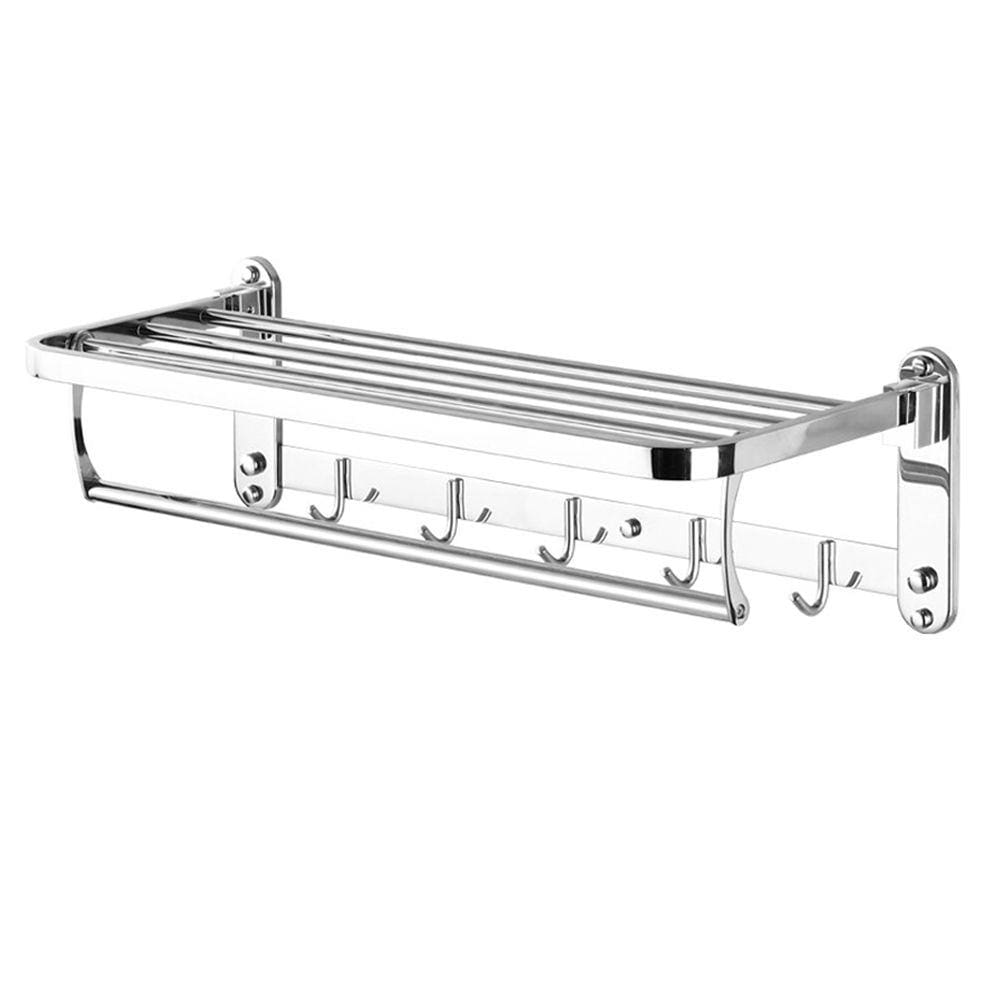Toalheiro Varal Roupa Inox Dobravel Porta Toalha Prateleira Armazenamento Suporte Gancho Quarto Banheiro Lavandeira Casa Hotel Pousada