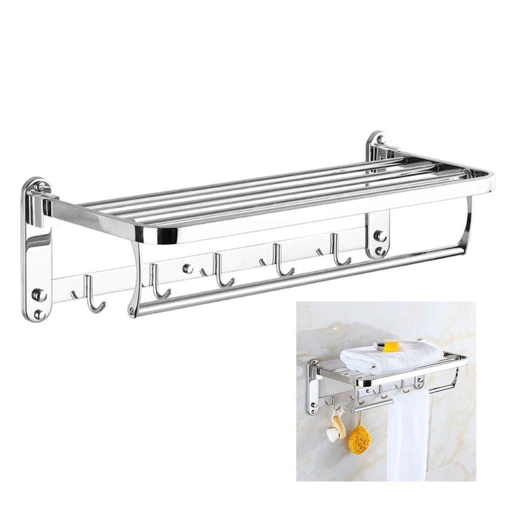 Toalheiro Varal Roupa Inox Prateleira Porta Toalha Armazenamento Quarto Banheiro Lavandeira Casa Hotel Pousada Suporte Gancho Multiuso