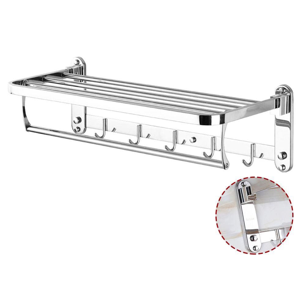 Toalheiro Prateleira Varal Roupa Suporte Inox Gancho Porta Toalha Armazenamento Banheiro Lavandeira Casa Pousada Hotel Multiuso