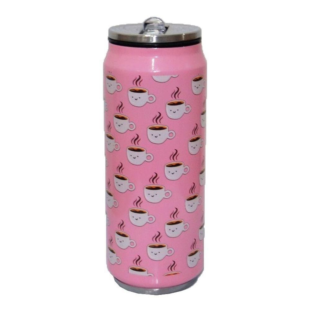 Garrafinha Squeeze Parede Dupla Inox C/ Canudo 360ml Coruja