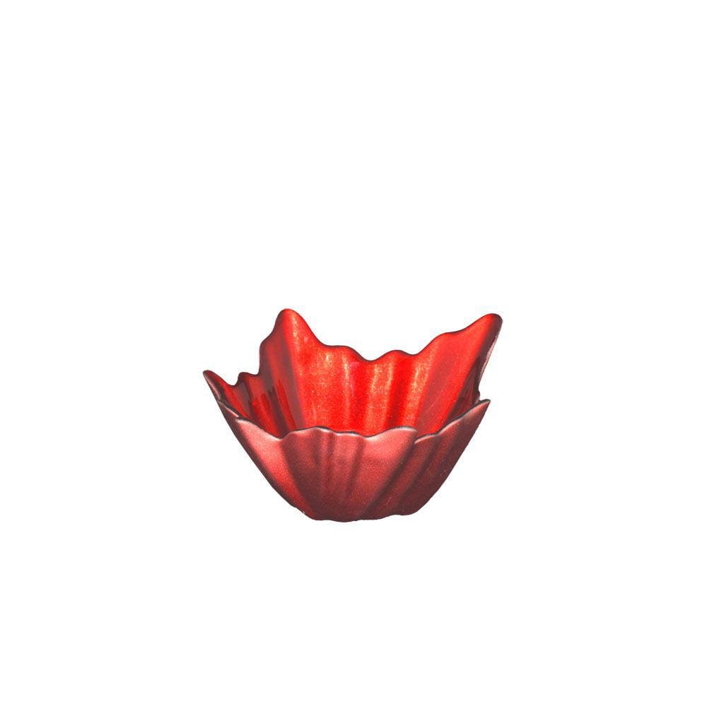 Bowl de Vidro Multiuso Leaves Vermelho 14 x 7cm