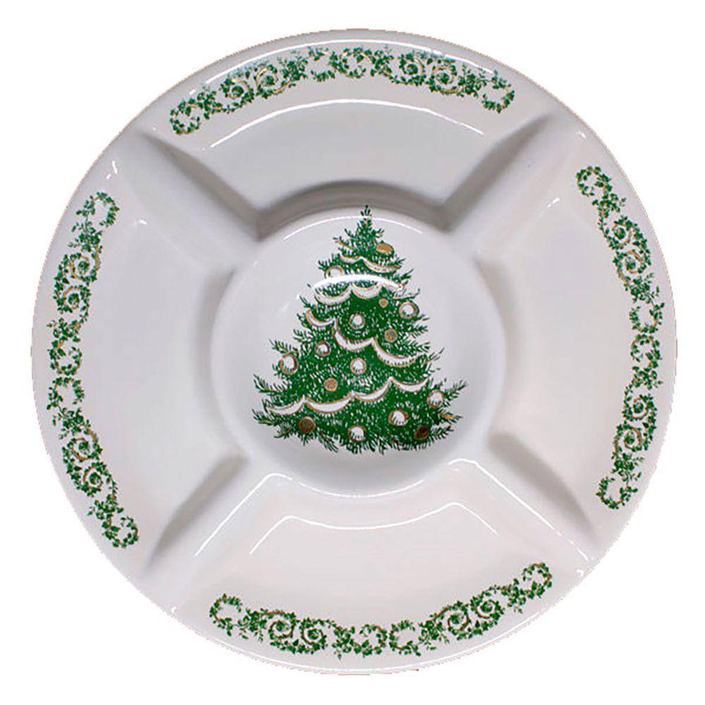 Petisqueira De Cerâmica Gde. Arvore De Natal Verde 34 x 3cm
