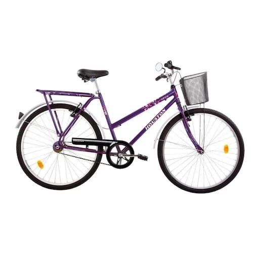 Bicicleta Houston Onix Vb Freio V-brake Violeta Aro-26 C/cesta Violeta Menor preço em Bicicleta Houston Onix Vb Freio V-brake Violeta Aro-26 C/cesta Violeta
