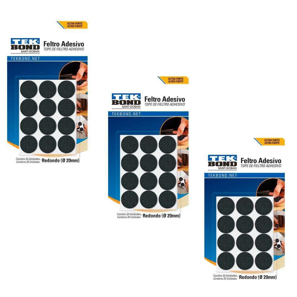 Kit 72 Feltro Protetor Adesivo Pé Sofá Cadeira Mesa Tekbond