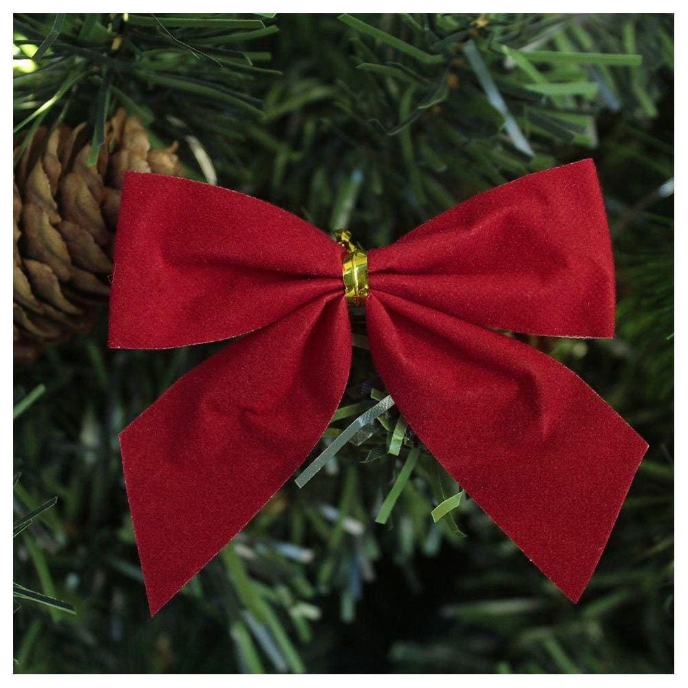 Enfeite Árvore Natal Laço Vermelho 7cm 6 Unidades