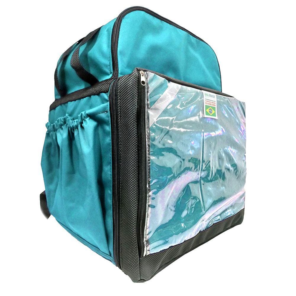 Mochila Bag Entregador, Bolsão De Delivery - Azul Celeste Couro levantado