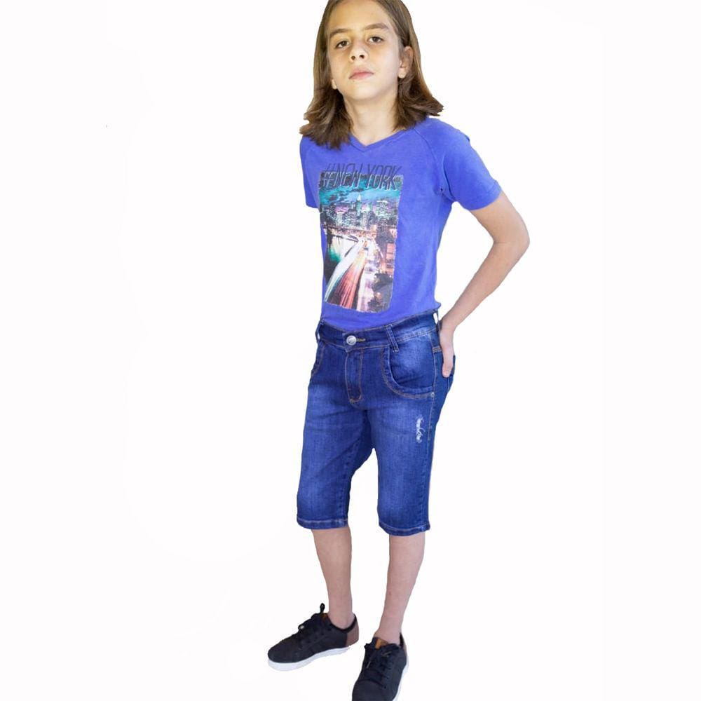 Short Masculino Infanto juvenil Jeans Com Licra 1