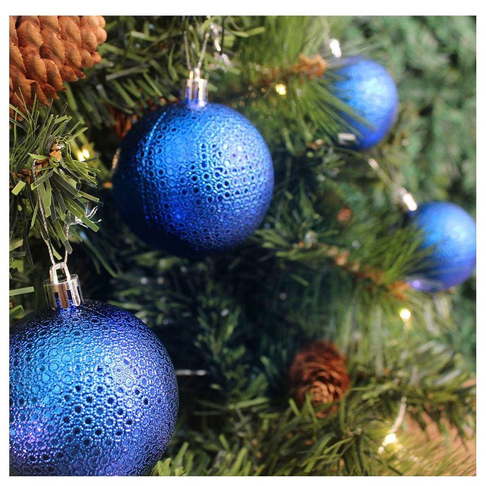 Kit 24 Bolas Enfeite Natalino Árvore De Natal 70mm Azul Escuro