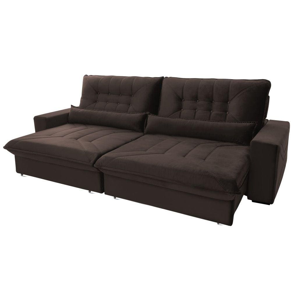 Sofá retrátil e reclinável Hellen Magestic 4 Lugares 2.50m com Rinheira Hellen - Marrom