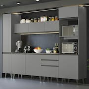 Armário de Cozinha Completa 280cm Cinza Nice Madesa 01
